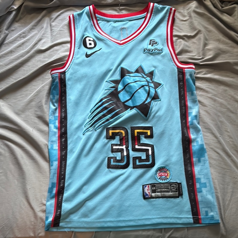 NBA Light Blue and Red Men's Jersey